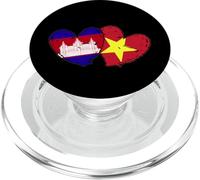 Drapeaux du Cambodge Vietnam en Forme de cœur Cambodgien Vietnamien Love Pride PopSockets PopGrip pour MagSafe