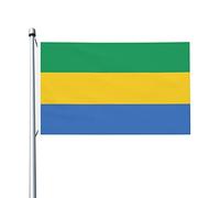 Drapeaux du Gabon, drapeaux décoratifs d'extérieur 0,9 x 1,5 m 100% polyester drapeaux à l'extérieur du drapeau tous temps, la couleur est lumineuse et facile à estomper, séchage rapide.