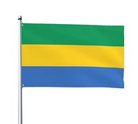 Drapeaux du Gabon, drapeaux décoratifs d'extérieur 0,9 x 1,5 m 100% polyester drapeaux à l'extérieur du drapeau tous temps, la couleur est lumineuse et facile à estomper, séchage rapide.