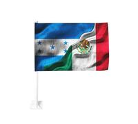 Drapeaux du Honduras, du Mexique et autres pays (Honduriens et Mexique) pour voiture, 45,7 x 30,5 cm, à clipser sur une vitre, en polyester avec protection UV, couleurs vives, double face (mât non in