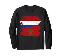 Drapeaux du Maroc des Pays-Bas Deux Racines Country Pride Manche Longue