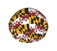 Drapeaux du Maryland, bonnet de douche rouge foncé réutilisable, imperméable, double couche, élastique, pour toutes les longueurs de cheveux