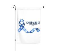 Drapeaux du mois de sensibilisation à la maltraitance des enfants Drapeau de jardin Décoration parfaite Bannière de cour 12 x 18 pouces Décoration extérieure double face Tapisserie de fête Bannière de