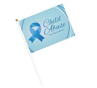 Drapeaux du Mois de sensibilisation à la maltraitance des enfants : petits drapeaux à main avec mât pour décoration de fête