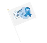 Drapeaux du Mois de sensibilisation à la maltraitance des enfants : petits drapeaux à main avec mât pour décoration de fête