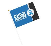 Drapeaux du Mois de sensibilisation à la maltraitance des enfants : petits drapeaux à main avec mât pour décoration de fête