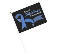 Drapeaux du Mois de sensibilisation à la maltraitance des enfants : petits drapeaux à main avec mât pour décoration de fête