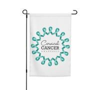 Drapeaux du mois de sensibilisation au cancer du col de l'utérus Drapeau de jardin Décoration parfaite Bannière de cour 12 x 18 pouces Décoration extérieure double face Tapisserie de fête Bannière de