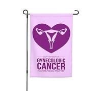 Drapeaux du mois de sensibilisation au cancer gynécologique Drapeau de jardin Décoration parfaite Bannière de cour 12 x 18 pouces Décoration extérieure double face Tapisserie de fête Bannière de décor