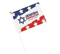 Drapeaux du Mois du patrimoine juif américain Petit drapeau Drapeaux portatifs avec mât pour décoration de fête