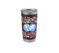 Drapeaux du monde, carte du monde, 213 drapeaux des pays du monde. Gobelet isotherme en acier inoxydable double paroi