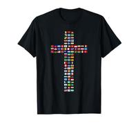 Drapeaux du Monde - Croix de la Foi chrétienne des Pays T-Shirt