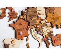 Drapeaux du Monde en Bois (346 pièces) punaises adhésives pour Cartes - pour Tableau d'affichage, Carte en Bois, Bureau