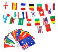 Drapeaux du monde, guirlande de bannière de drapeau, 32 pays uniques, bannière drapeaux internationaux en Polyester 14x21cm