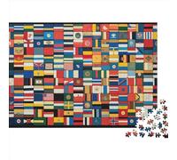 Drapeaux du Monde Puzzle Classique, Jeu De Puzzle Familial pour Adultes Enfants， en Bois Puzzles À Thème Pique-Nique 1000pcs (75x50cm)