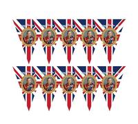 Drapeaux du roi Charles III - 8,2 pieds nouveau drapeau du roi Charles Union Jack | Guirlande de couronnes du roi Charles III