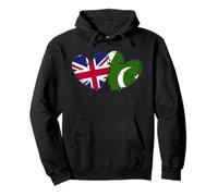 Drapeaux du Royaume-Uni Pakistan en Forme de cœur Culture Pakistanaise Britannique Sweat à Capuche