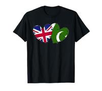 Drapeaux du Royaume-Uni Pakistan en Forme de cœur Culture Pakistanaise Britannique T-Shirt