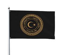 Drapeaux du sceau du gouvernement de l'unité nationale (Libye), drapeaux décoratifs d'extérieur 0,9 x 1,5 m 100% polyester drapeaux à l'extérieur du drapeau tous temps, la couleur est lumineuse et f