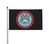 Drapeaux du sceau du Michigan, drapeaux décoratifs d'extérieur 0,9 x 1,5 m 100% polyester drapeaux à l'extérieur du drapeau tous temps, la couleur est lumineuse et facile à estomper, séchage rapide.