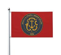 Drapeaux du sceau du Rhode Island, drapeaux décoratifs d'extérieur 0,9 x 1,5 m 100% polyester drapeaux à l'extérieur du drapeau tous temps, la couleur est lumineuse et facile à estomper, séchage rap