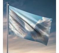 Drapeaux d'université pour gars - Ailes d'ange blanches dans le ciel - Décoration murale pour dortoir - Pour garçons - 152 x 244 cm