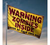 Drapeaux d'université pour gars Zombie Avertissement : « Enter At Your Own Risk » - Décoration murale pour dortoir - Drapeaux pour les dortoirs (30 x 45 cm)