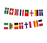 Drapeaux Em Guirlande 12 m, 2025 EM de Football Guirlande de fanions en tissu double face 16 nations Femme Euro Football Championnat Européen Drapeau pour Maison Bar Club Jardin Intérieur Extérieur