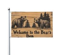 Drapeaux en bois « Welcome To The Bear's Den » - 91 x 152 cm - Avec œillets - Décoration d'intérieur ou d'extérieur