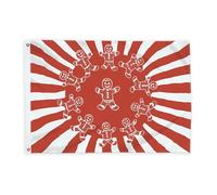 Drapeaux en forme de bonhomme en pain d'épices pour l'extérieur, rayures festives de Noël, cercle de Noël rouges, bannière décorative résistante à la décoloration pour porche, jardin, balcon, maison