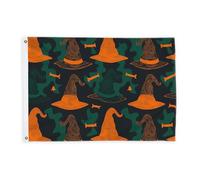 Drapeaux en forme de chapeau pour l'extérieur, sorcière en os pour Halloween, bannière décorative pour extérieur, terrasse, camping, porche, 6,1 x 0,9 m
