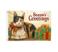 Drapeaux en forme de chat pour l'extérieur, ruban cadeau fantaisie festif de Noël orange, bannière décorative d'extérieur résistante à la décoloration pour jardin, entrée, maison, terrasse, camping, 6