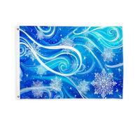 Drapeaux en forme de flocon de neige pour extérieur, hiver abstrait, tourbillon étoilé, drapeau décoratif bleu d'hiver, bannière décorative d'extérieur résistante à la décoloration pour jardin, entrée