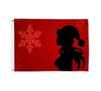 Drapeaux en forme de flocon de neige pour l'extérieur, silhouette festive de Noël, chapeau de Père Noël, drapeaux décoratifs d'extérieur avec œillets décoratifs pour porche, balcon, terrasse, patio, 6