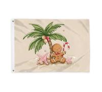 Drapeaux en pain d'épices pour extérieur, palmier tropical, étoile de mer, Noël, bannière décorative avec œillets pour balcon, terrasse, jardin, entrée, maison, 0,9 x 1,5 m