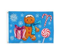 Drapeaux en pain d'épices pour l'extérieur, guirlande décorative de Noël en sucre d'orge, bannière décorative résistante à la décoloration pour balcon, terrasse, jardin, entrée, maison, 0,9 x 1,5 m