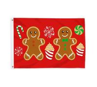 Drapeaux en pain d'épices pour l'extérieur, Noël festif en sucre d'orge, cupcake de Noël, bannière décorative résistante à la décoloration pour porche, balcon, terrasse, patio, 6 x 0,9 m