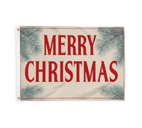 Drapeaux en pin pour extérieur, texte de Noël traditionnel festif, bannière décorative rouge, bannière décorative d'extérieur résistante à la décoloration pour porche, balcon, terrasse, patio - 0,9 x