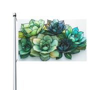 Drapeaux en verre teinté pour maison de jardin succulente, 91 x 152 cm, bannière de vœux avec œillets, décoration d'intérieur et d'extérieur