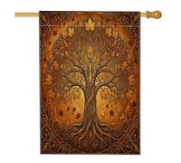 Drapeaux esthétiques arbre de vie d'automne double face pour extérieur, drapeau baroque vintage des années 70, drapeau vertical standard des années 70, drapeau imprimé Thanksgiving avant cour arrière
