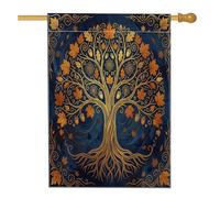 Drapeaux esthétiques d'arbre de vie d'automne double face pour l'extérieur, érable d'automne vintage des années 70, drapeau vertical standard des années 70, drapeau imprimé Thanksgiving avant cour