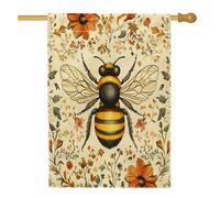 Drapeaux esthétiques d'automne pour maison d'abeilles, 71 x 101,6 cm, double face pour l'extérieur, drapeau vertical en lin baroque d'automne vintage pour la maison, drapeau imprimé rétro fleur avant