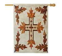 Drapeaux esthétiques rétro d'automne en lin pour maison, 71 x 101 cm, double face pour l'extérieur, drapeau vintage imprimé feuille d'érable d'automne pour la maison, Thanksgiving, la maison et