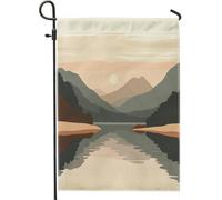 Drapeaux esthétiques rétro de jardin de montagne 30,5 x 45,7 cm double face pour décoration extérieure, drapeau de maison en toile nature des années 70, drapeau de maison, hippie pittoresque extérieur