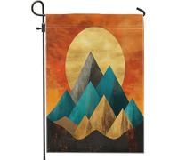 Drapeaux esthétiques vintage de jardin de montagne 30,5 x 45,7 cm double face pour l'extérieur, coucher de soleil des années 70, drapeaux verticaux standard en toile pour maison, hippie, paysage, cour