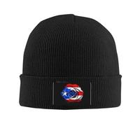 Drapeaux Et Roses De Porto Rico Femme Homme Hiver Chapeaux Classique Bonnets De Ski Mode Bonnet À Revers pour Hiver Patinage Course