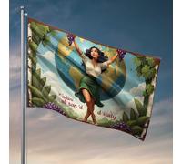 Drapeaux étranges Adani Al San'D : Célébration du patrimoine italien avec des raisins autour du drapeau en T, décoration extérieure amusante pour cour (30 x 45 cm)