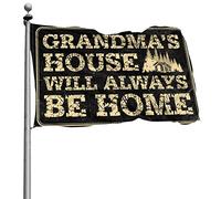 Drapeaux étranges « Grandmas 'S House Will Always Be Home » - Décoration d'automne - Drapeau d'extérieur pour chambre à coucher (120 x 180 cm)