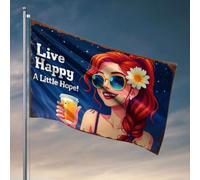 Drapeaux étranges Live Happy: A Little Hope! Drapeaux universitaires Décoration de dortoir drôle (60 x 90 cm)