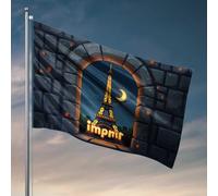 Drapeaux étranges nuits parisiennes : Tour Eiffel phosphorescent dans la ville Drapeau bizarre Flags Lac Maison Décoration (152 x 244 cm)